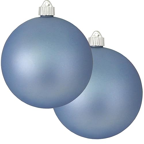 Christmas By Krebs - Adornos de plástico para exteriores, bolas ultravioleta para colgar en el árbol, 6 pulgadas, azul Arctic Chill, 2 unidades