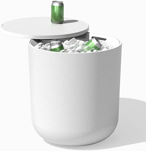 Miniatura 18 de Veradek Mesa auxiliar enfriadora para exteriores, 2 en 1, diseñada para su uso como mesa auxiliar al aire libre, decoración de patio y baúl de hielo