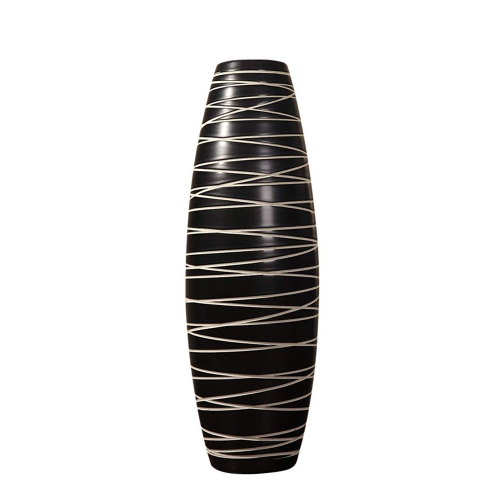 asdchZen Large Floor-Standing Vase In The Living Room, Ceramics Tv Cabinet Decorative Vase Ceramic Ornaments Irregular Stripes Decorative Vase,24 * 80CM