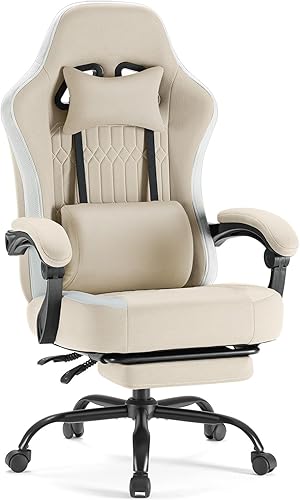 DUMOS Silla de juegos con reposabrazos de conexión, sillas de videojuegos con cojín de resorte de bolsillo, silla ergonómica para computadora con