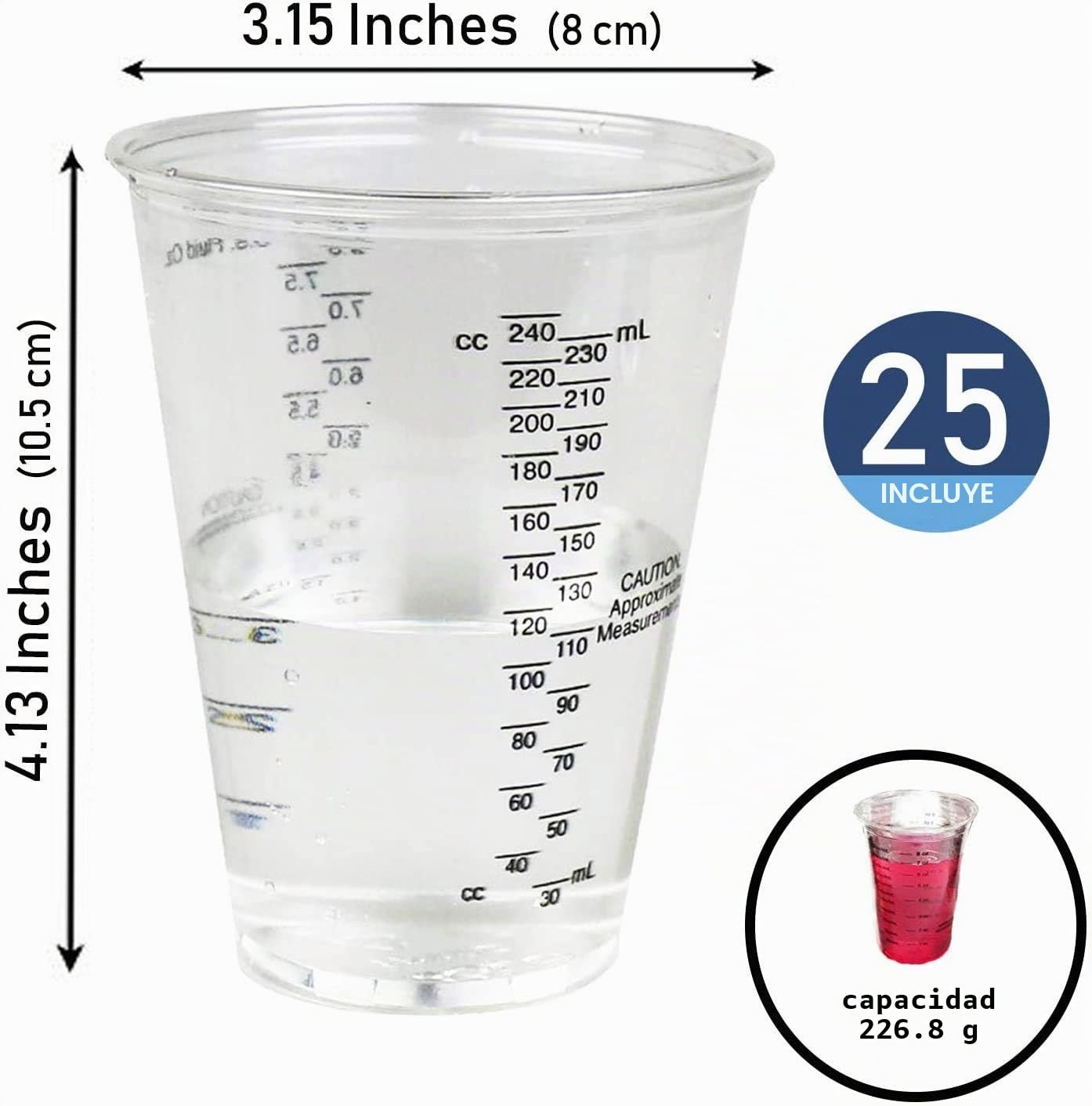 CANOPUS Profesional Vasos Medidores Pintura 25PC, 300cc, Vasos Mezcladores de Plastico para Epoxi y Resina, Vasos Para Pintura, Medidor Pintura Mezcla Para Proyectos de Arte, Automoción
