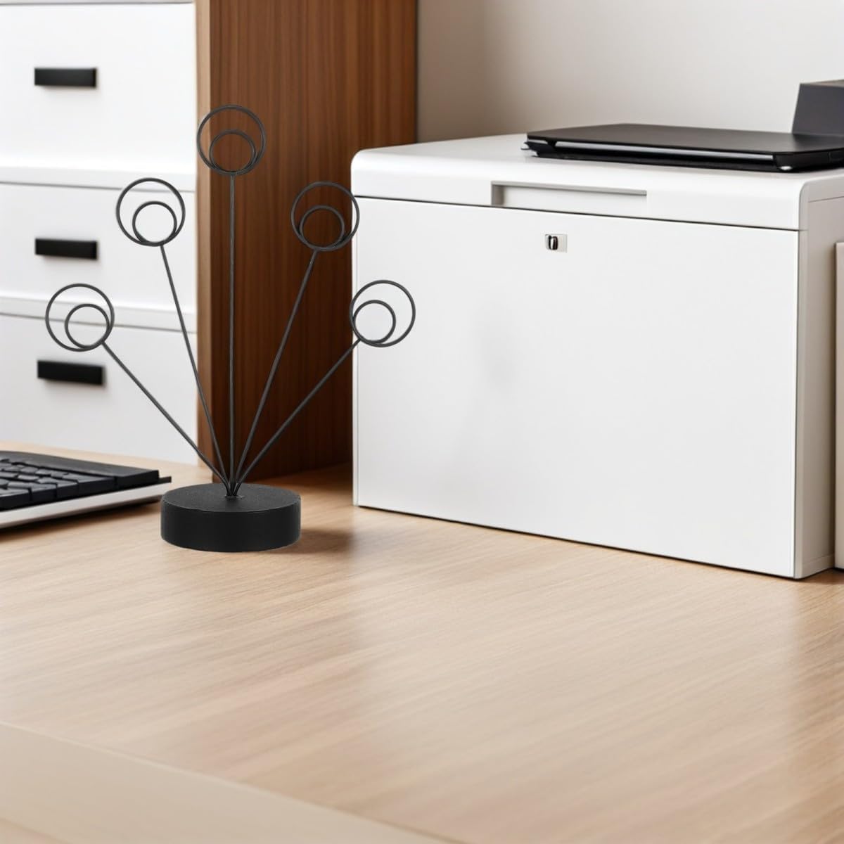 Desktop Photo Clip Frame Holder with Five Round Metal Clips Memo Note Holder for Office Desk Paper Organization and Display