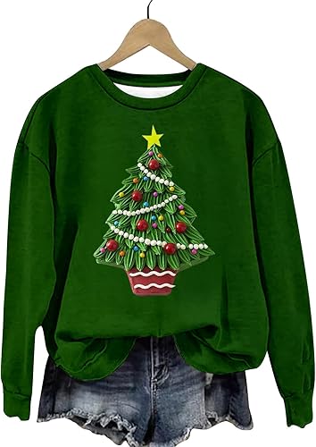 Miniatura 7 de Novedosas sudaderas con diseño de árbol de Navidad 3D para mujeres y hombres, camisetas de manga larga para invierno, divertidas, suéter unisex