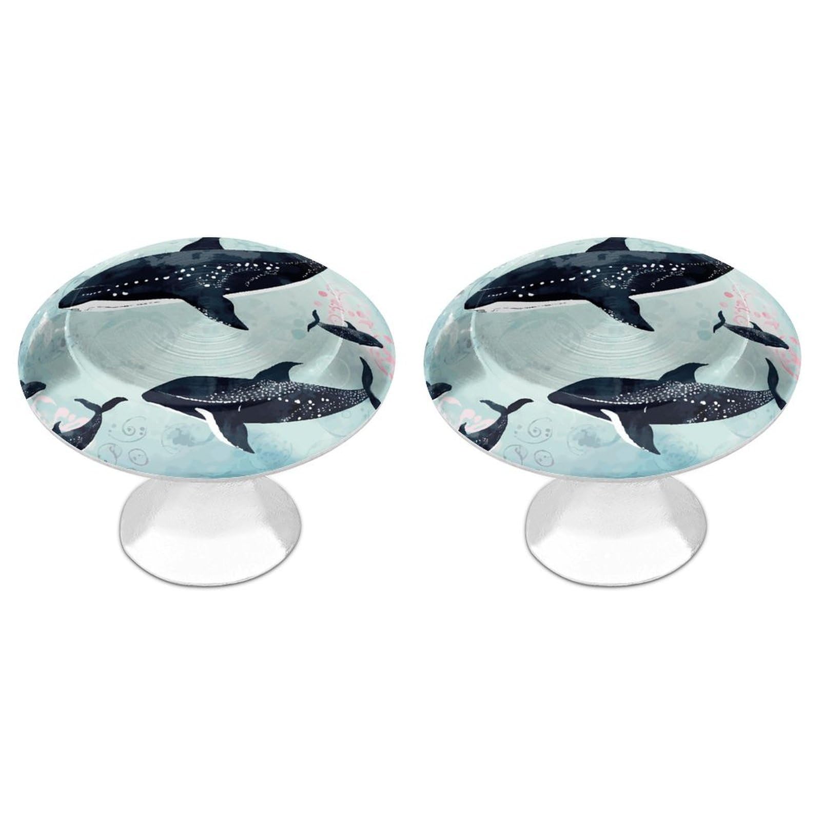 FekiLoot Whale Cabinet Knobs Personality Stainless Steel Round Drawer Handles Circle Modern Cabinet Handles Drawer Knobs for Kitchen Dresser Bathroom Cupboard Furniture