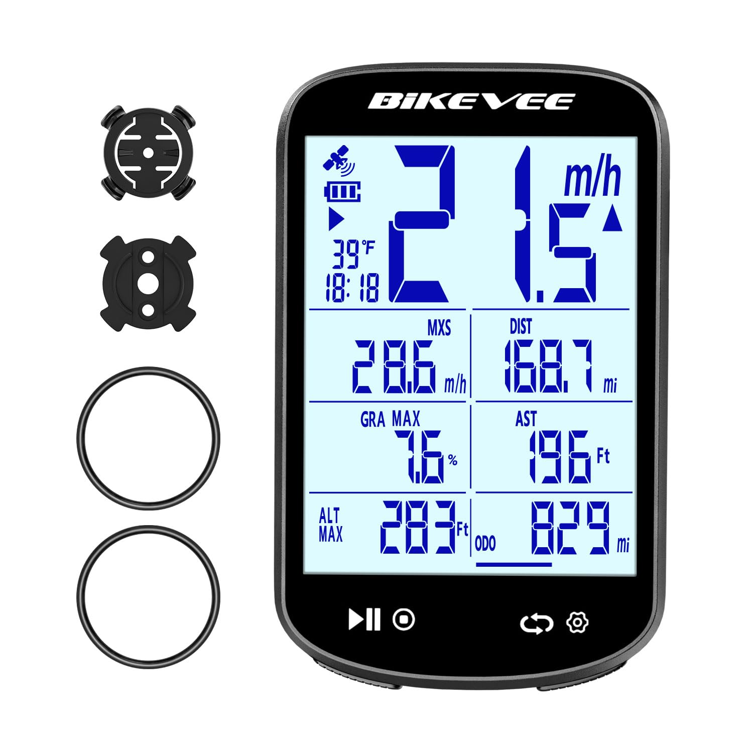 Bezprzewodowy komputer rowerowy GPS, licznik rowerowy z dużym wyświetlaczem i aplikacją Bluetooth, wodoszczelność IPX7, automatyczne podświetlenie, wyświetlacz FSTN 2,6 cala