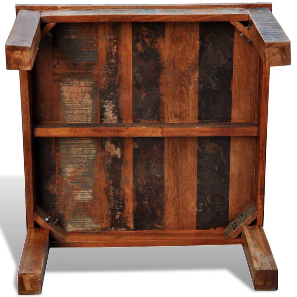 Kwadratowy stolik kawowy z litego drewna pochodzącego z recyklingu ze stabilnym blatem i wytrzymałym stelażem, 80 x 80 x 45 cm, wykonany ręcznie do salonu, salonu