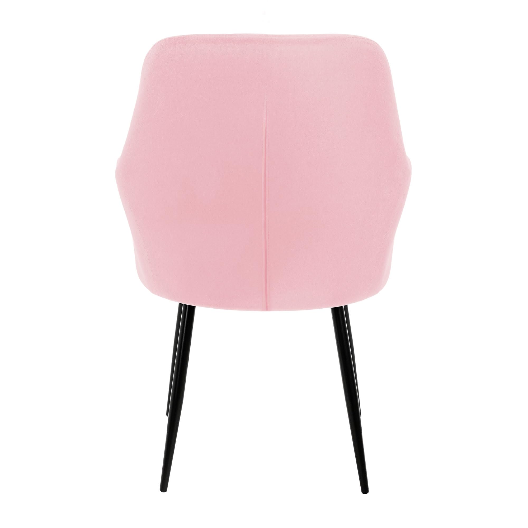 ECD Germany Lot de 4 Chaises de Salle à Manger - Assise Siège Rembourrée en Velours - Structure en Métal - Fauteuil avec Accoudoirs - Chaise de Salon - Chaises de Réception pour Bureau - Rose