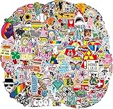 CHNLML Cool Sticker 105pcs Random Music Film Vinyl Skateboard Guitar Travel Case Sticker Door Laptop Luggage Car Bike Bicycle Stickers (Random Pack) (105P)