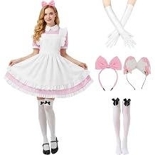 Alice Costume Women Wonderland Maid Outfit Anime Lolita Dress Halloween Cosplay Maid Apron Gloves Headband Socks Set