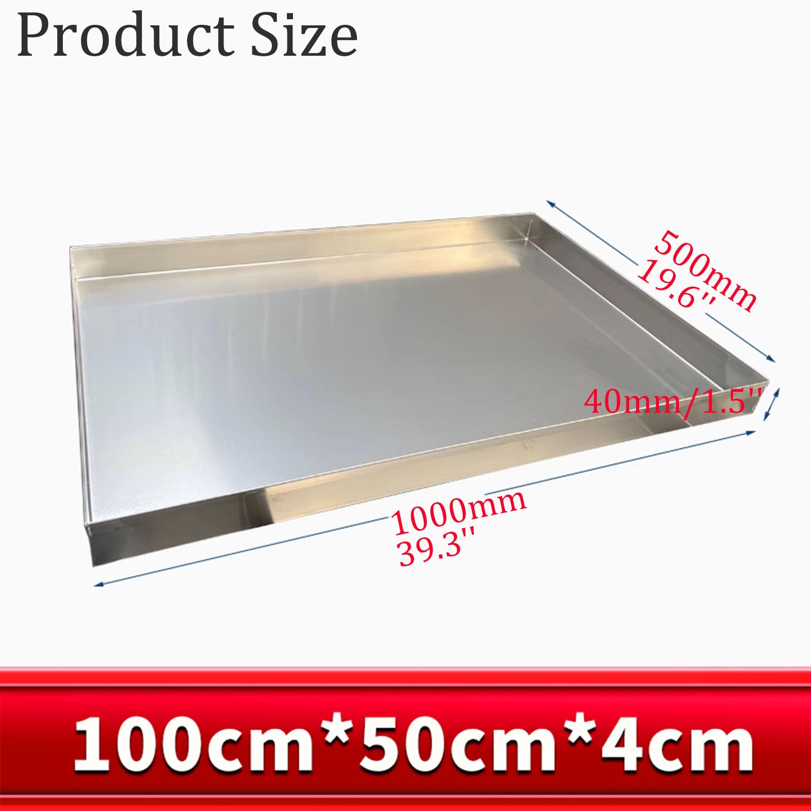 SWAYVES Vassoio Raccogligocce per Birra in Acciaio Inox, Vassoio Rettangolare in Acciaio Inox, Vassoio Di Raccolta'Acqua Senza Scarico per la Cucina Di Casa, 100 cm X 50 cm