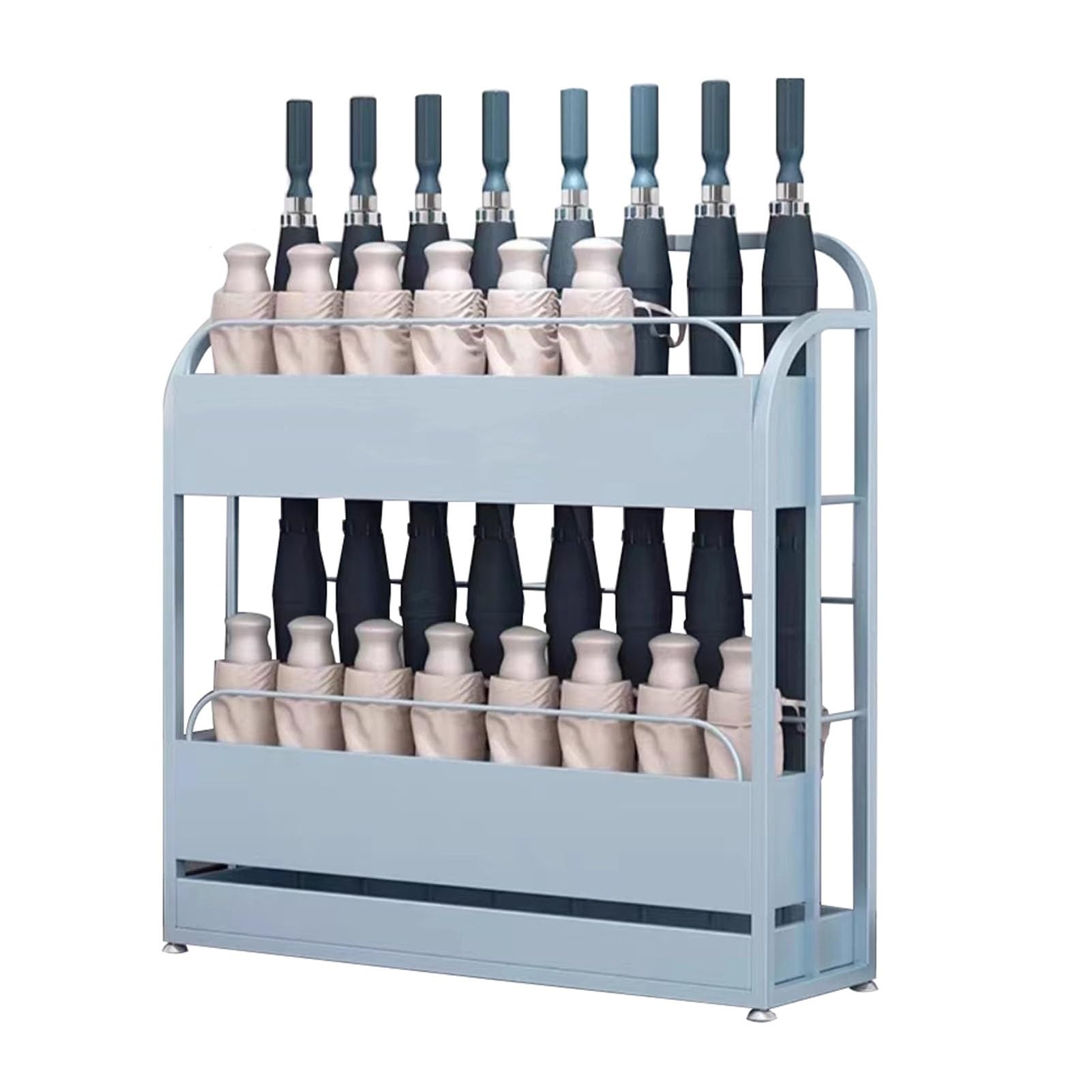 GHHVFEC Metal Umbrella Stand with Independent Drainage Tray, Perfect for Home, Hotel, Office, Café, Entryway, Holds 3 Umbrellas, Blue, 27.6x9.8x27.6in