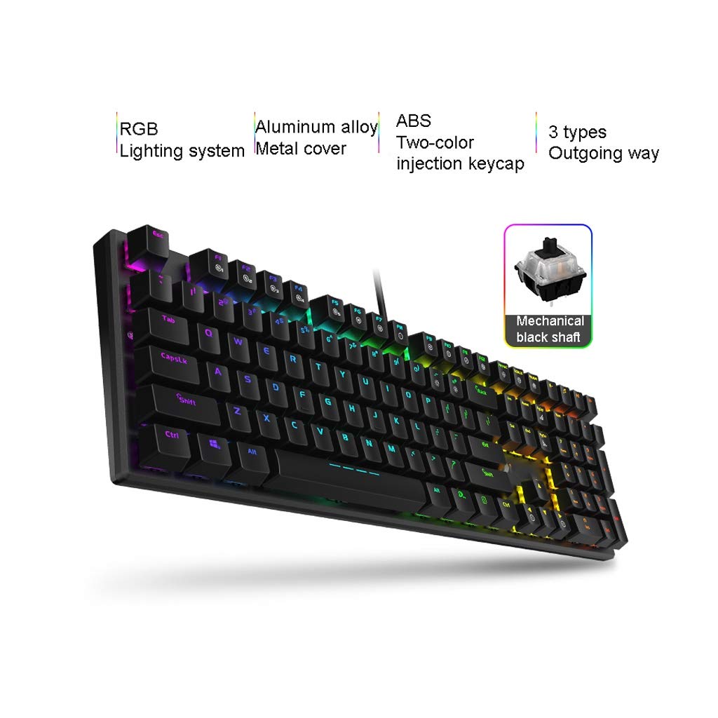 ARCH Tastiera Gaming Wired E Mouse & Mouse Pad Kit, RGB Retroilluminato Tastiere da Gioco Tastiera Multimediale Tastiera Meccanica RGB Nero Albero Cardanico Tavolino del Computer Portatile