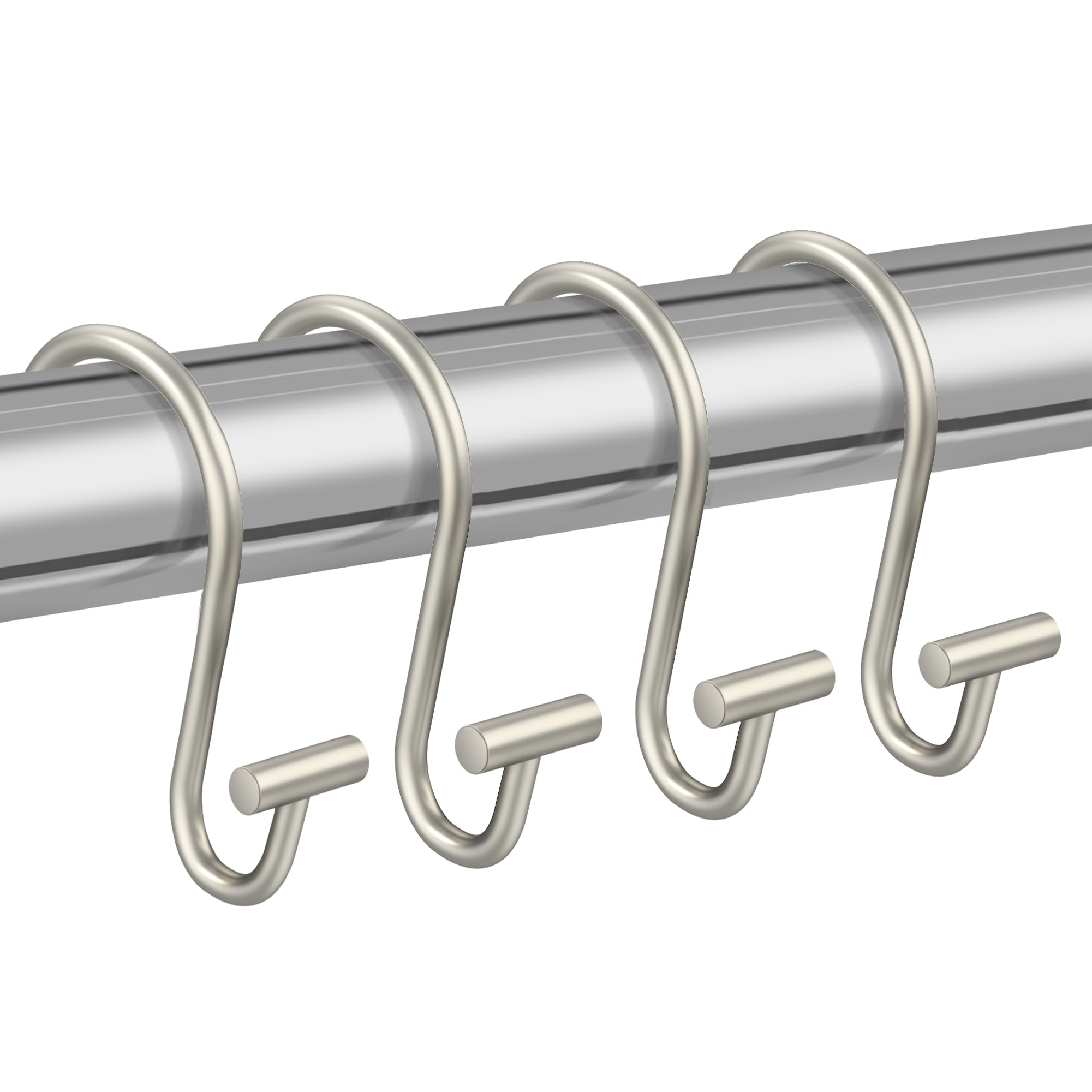 HBlife12 Pcs Decorative Shower Curtain Hooks Rust Proof T-Bar Metal Shower Curtain Rings for Curtain and Shower Rod, Nickel