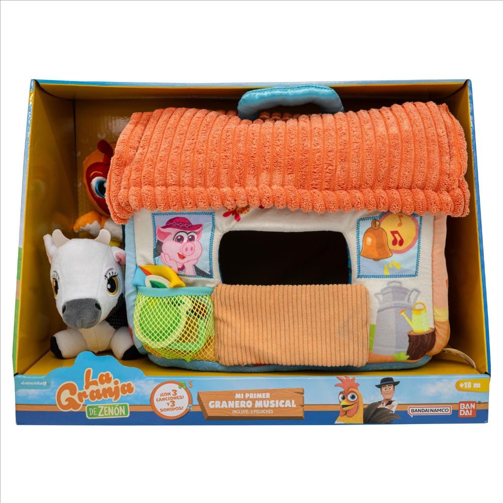 BANDAI La Granja De Zenón Primera Musicale, divertente ed educativa, fattoria interattiva, multicolore, AR85000