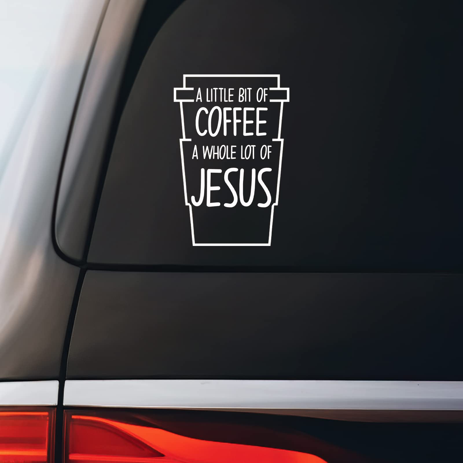 Calcomanía de café y Jesús blanca de vinilo resistente para portátil 1