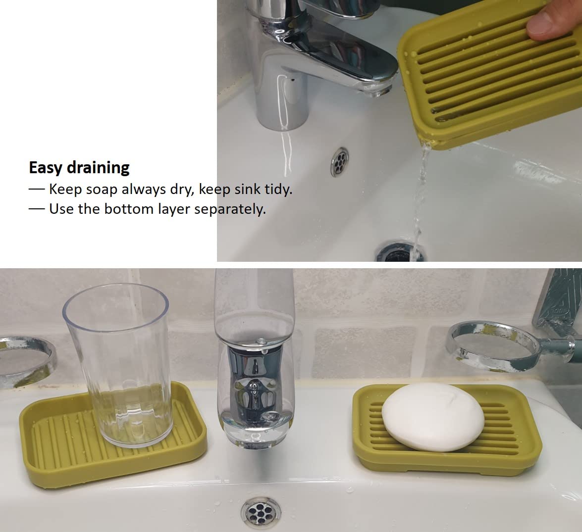 1 paquete de jabonera con drenaje, jabonera, soporte de jabón de silicona, ahorro de jabón para ducha, baño, cocina, baño, bañera, maquinilla de afeitar, esponjas, azul claro