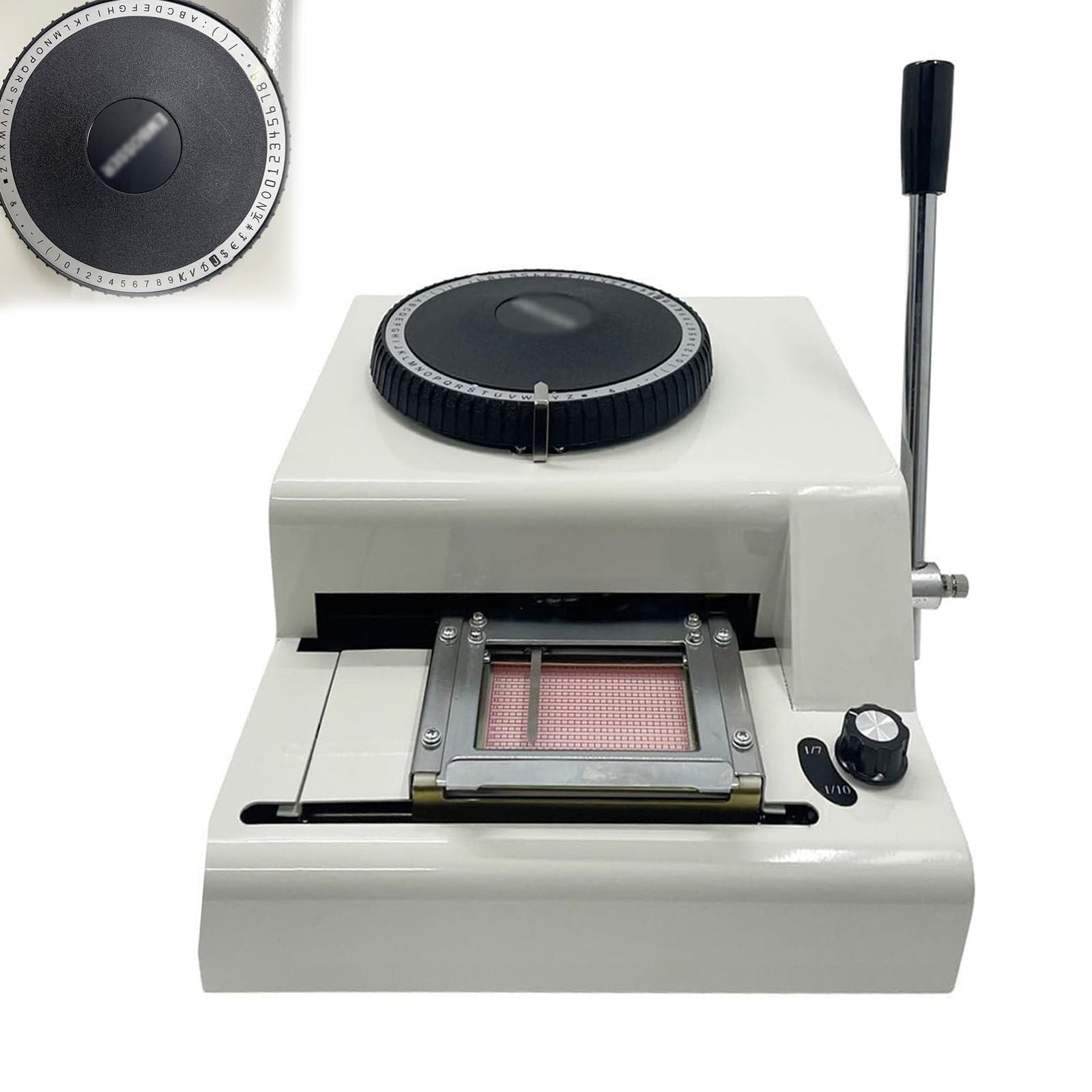 ALSUP Manual Embossing Machine, 72 Characters, Adjustable Depth & Spacing, for Dog Tags, PVC Cards & Custom ID Printing