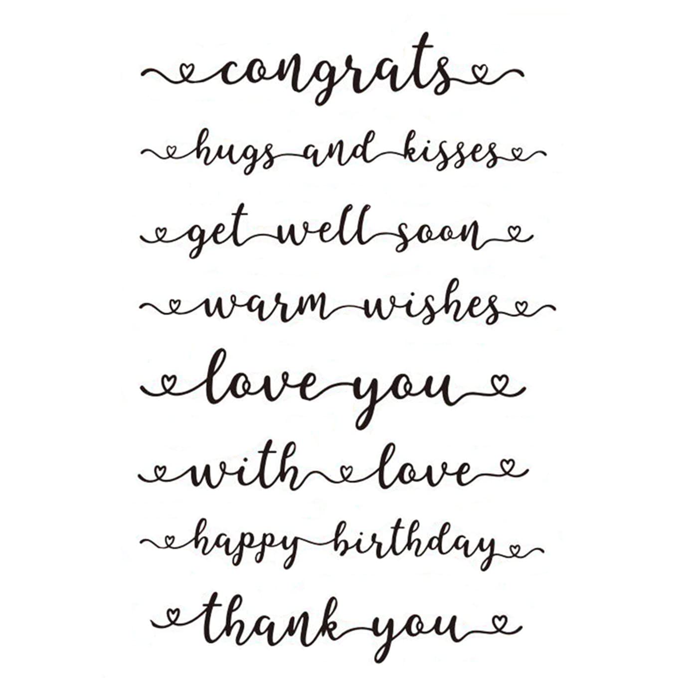 arriettycraft Greeting Words Clear Stamps for Card Making or Journaling Happy Birthday Thank You Warm Sentiment Silicone Rubber Stamp Seals for DIY Scrapbooking Album Paper Craftting Decoration
