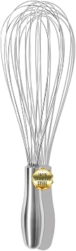 OYV 12" Whisk for Cooking, Ergonomic Handle, Dishwasher Safe 18/10 Stainless Steel Whisk, Professional Kitchen Wire Whisk, Perfect for Blending, Whisking, Baking, and Beating