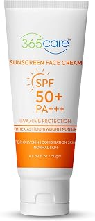 365Care Sunscreen Face Cream SPF 50+ PA+++ | UVA/UVB Protection Fights Tanning Broad Spectrum No White Cast, Lightweight F... Price In India