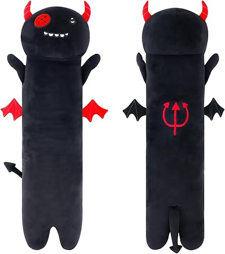 Almohada larga de peluche de gato negro, 27.6 pulgadas, lindos animales de peluche suaves, almohada de felpa de gatito, juguete de regalo para el