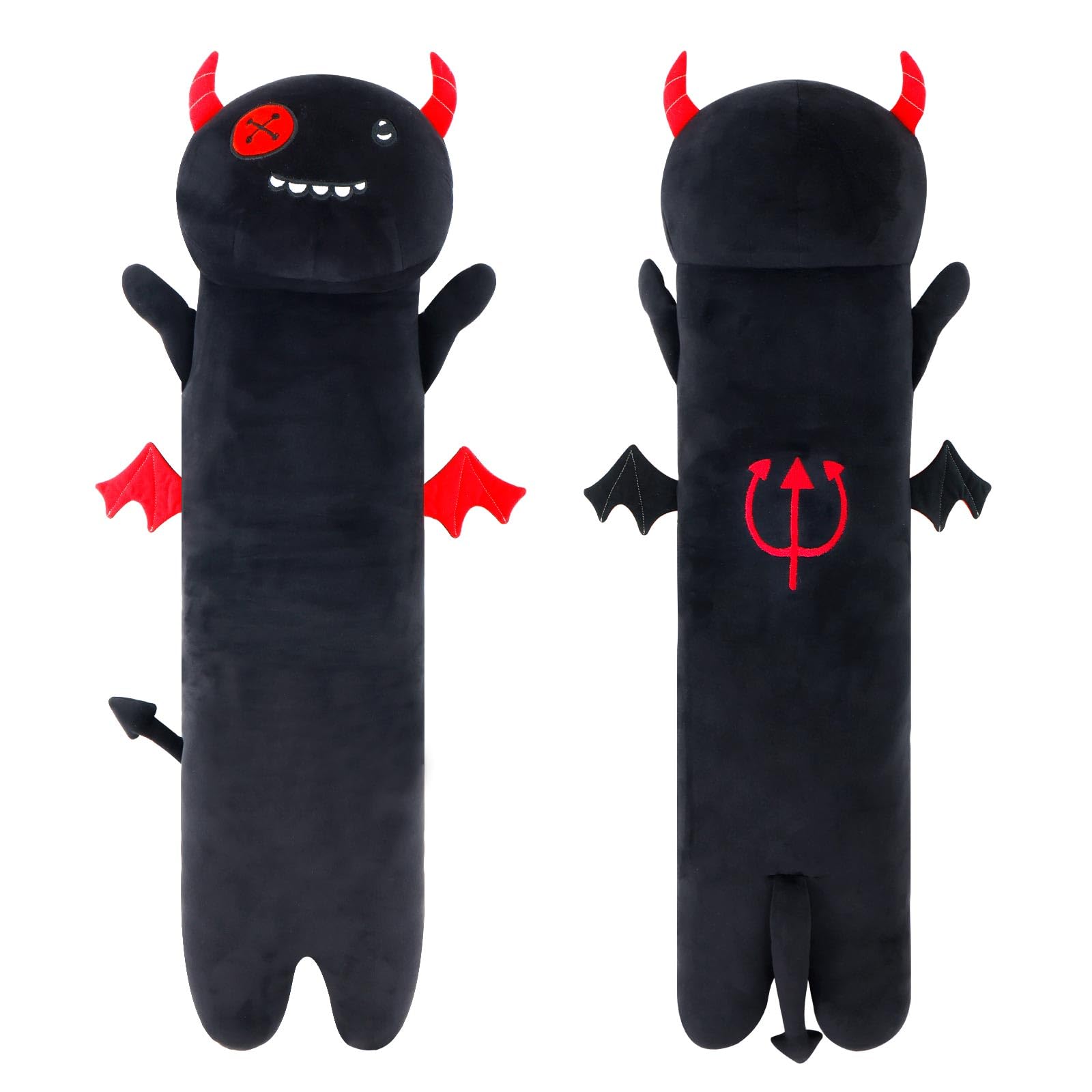 Long Cat Plush Body Pillow, 43.3'' Cute Cat Stuffed Animals Soft Plushies, Kitten Plush Throw Pillow Doll Toy Valentines Day Gift for Kids Girlfriend (Devil)