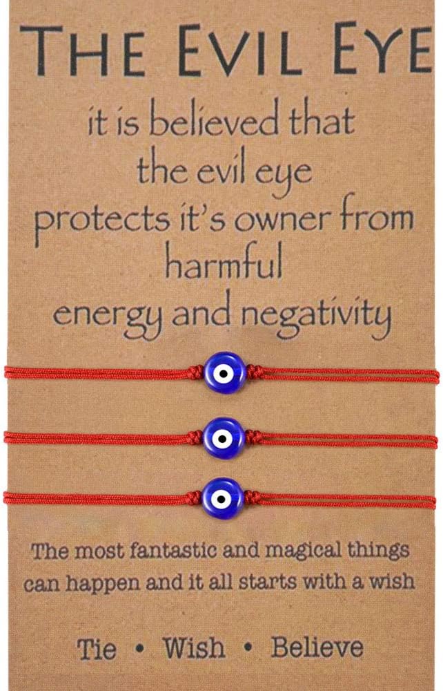 BOCHOIEvil Eye Bracelet for Women Good Luck String Bracelet Kabbalah Protection Friendship Wish Bracelet Jewelry for Girls Girlfriend Wife Mother Daughter