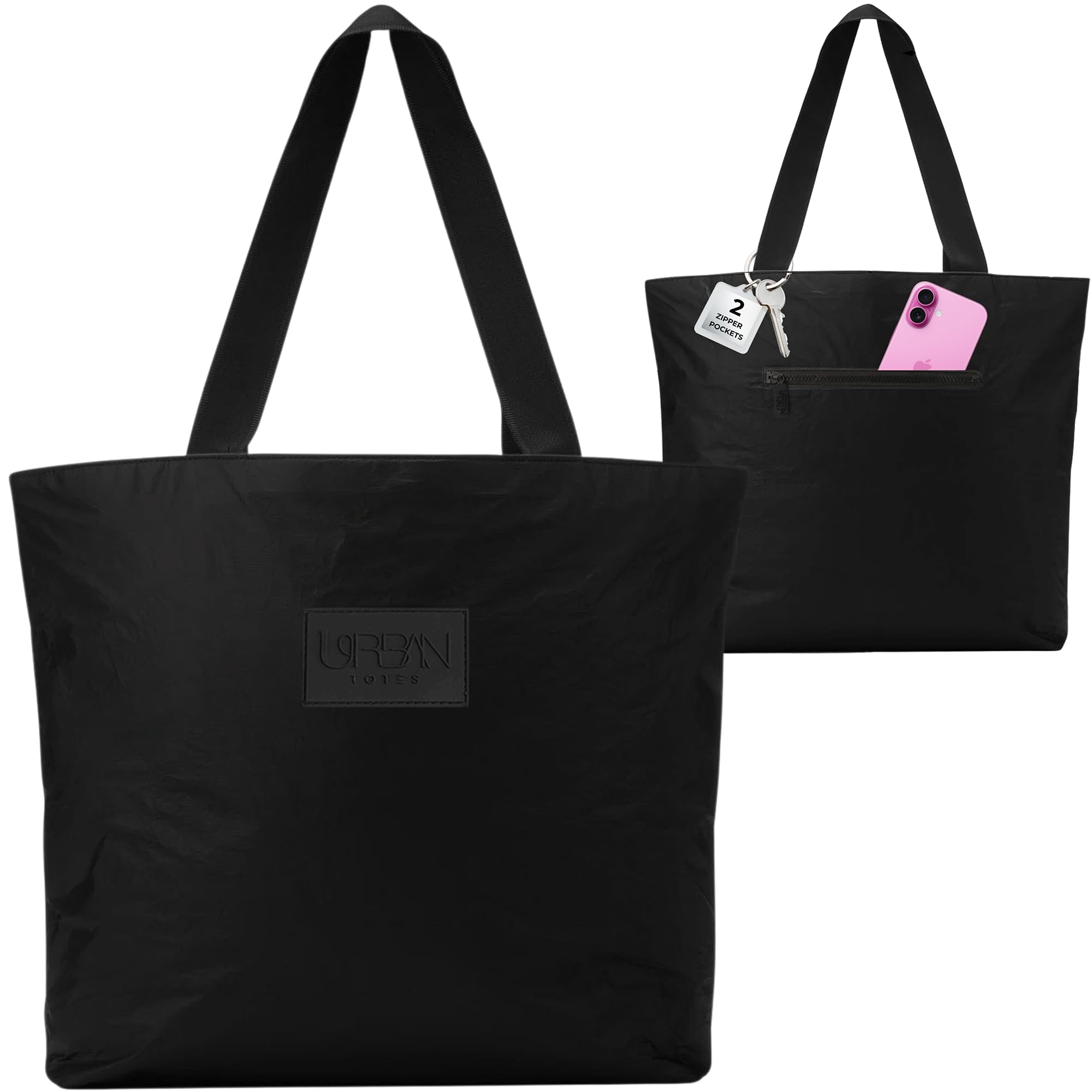Urban Totes Beach Tote Bag with Zipper and Pockets
