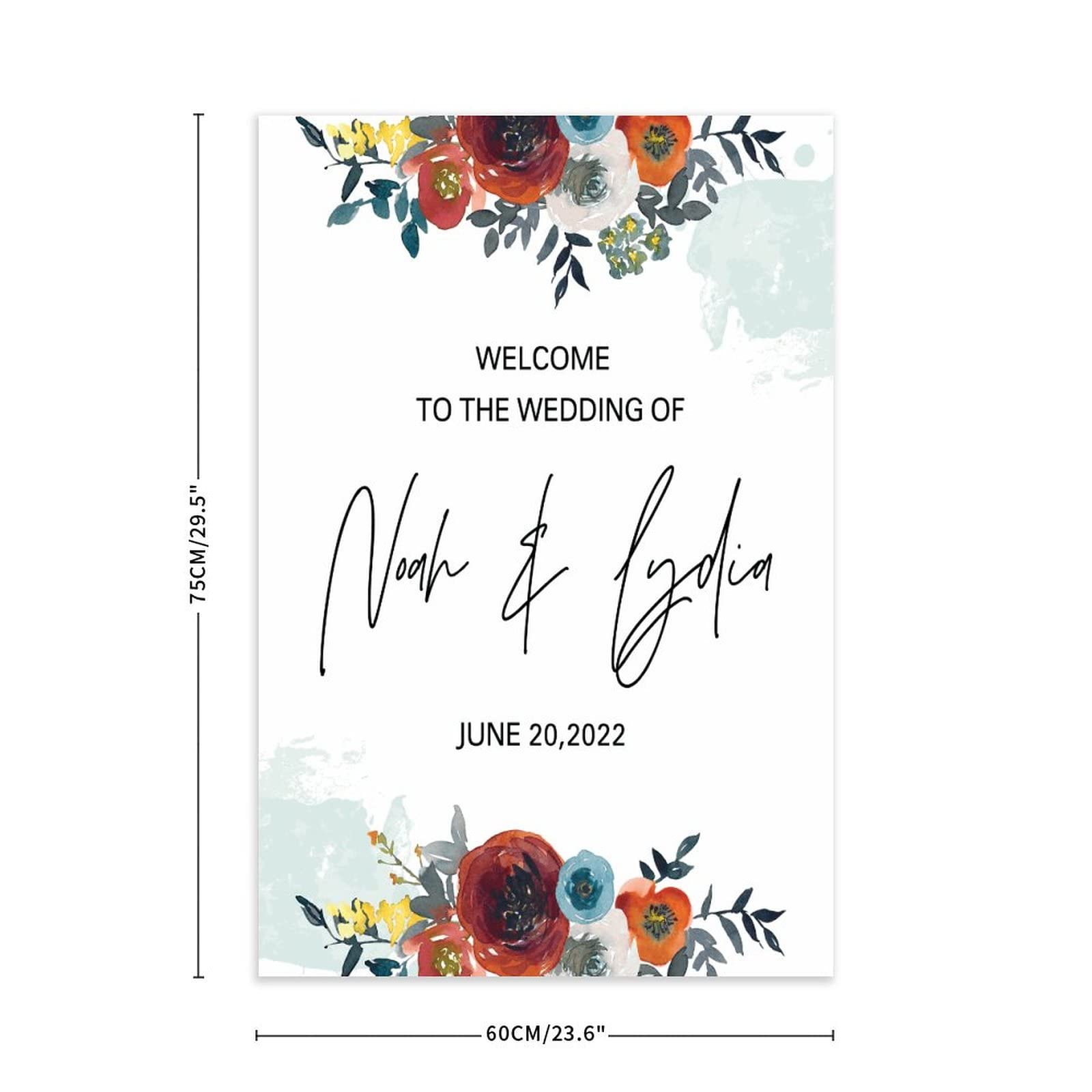 Holzschild "Welcome to Our Wedding", Hochzeitsschild, elegantes vertikales Layout, Brautpaar, Ehe, Empfang, Liebesdekoration, 76,2 x 50,8 cm