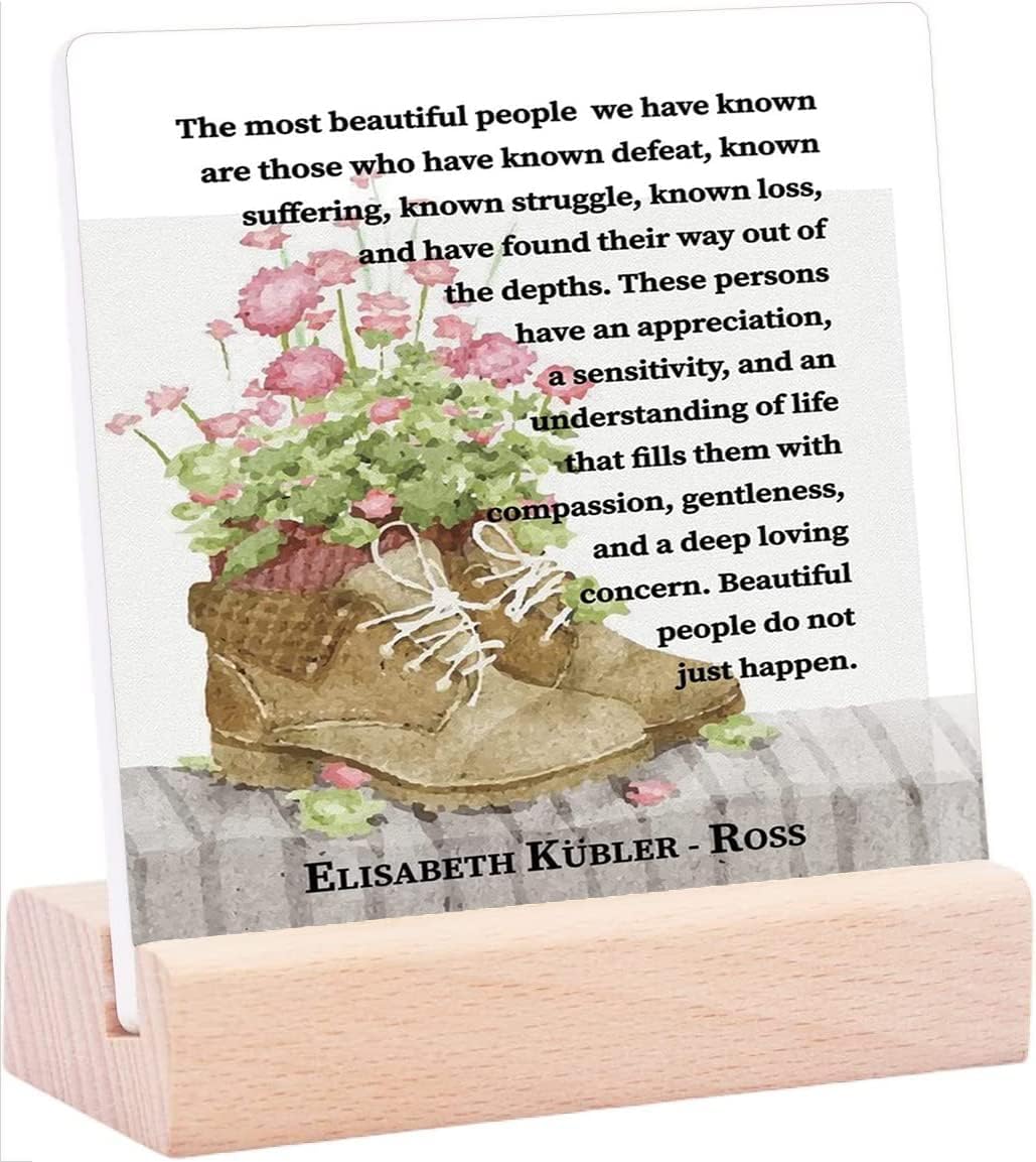 Targhetta In Legno Con Frase Ispiratrice E Supporto In Metallo - Decorazione Da Tavolo 12,7x12,7 Cm - A05