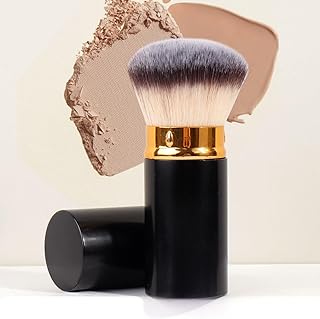 Brocha de maquillaje retráctil, cabezal redon...
