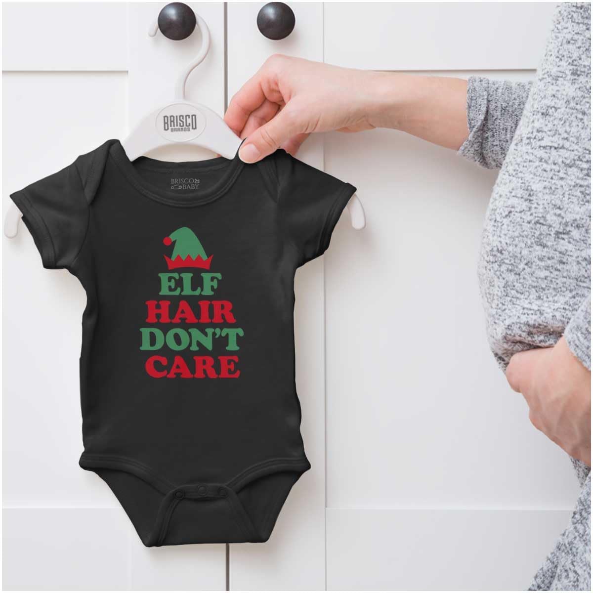 Brisco Brands Christmas Elf Hair Don't Care Baby Romper Boys or Girls