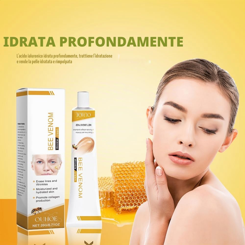 2 Pezzi Crema al Veleno d’Api, Crema Antirughe Idratante e Rassodante per Viso e Collo, Adatta a Donna e Uomo, Tutti i Tipi di Pelle