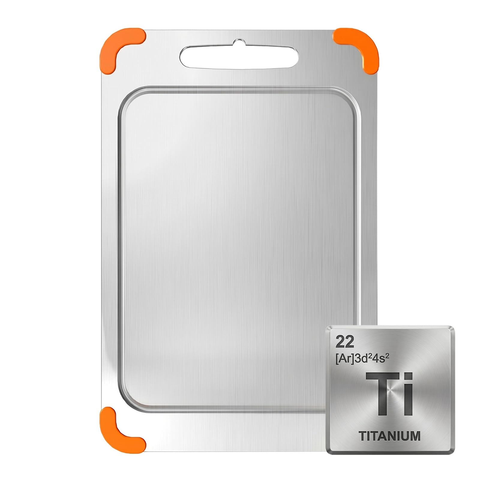 100% Titanium Cutting Board, Antibacterial Rustproof Chopping Board, Dishwasher Safe, Non-Slip Double-Sided Use, Dimensions 15.35x11.02x0.059 Inch for Kitchen Camping (L)