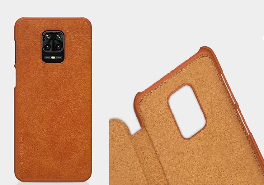 Image of WHITBULL PU Leather Magnetic Premium Flip Cover with 2 Card Slot Compatible with Xiaomi Redmi Note 9 Pro /Xiaomi Redmi Note 9 Pro Max - Brown