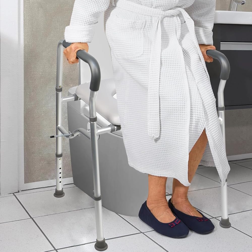 NEWFUN Rialzo WC per Anziani, Comoda WC Alzawater per Anziani, Alzawater per Protesi Anca, Sollevatore per WC Senior con Regolazione in Altezza, Adatto a Tutti i WC Standard, Capacità di Carico: 150KG