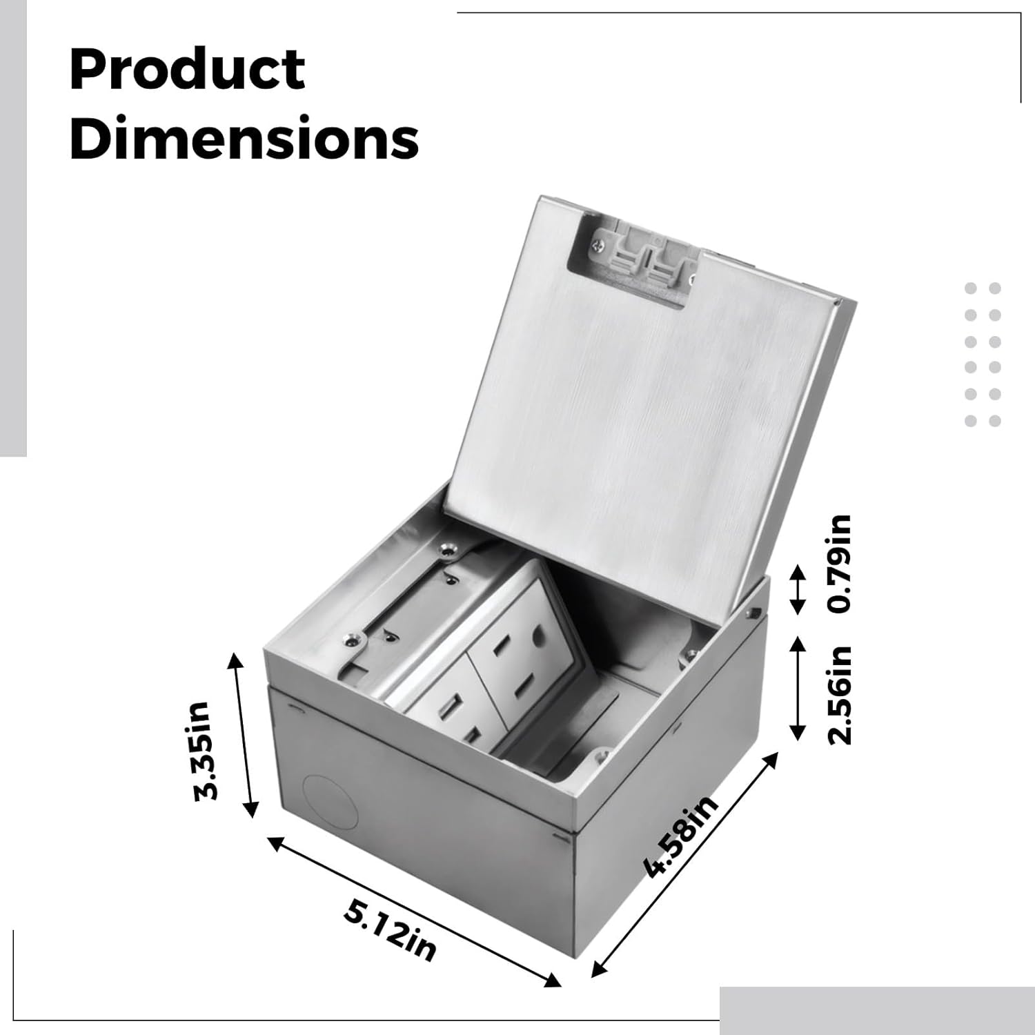 Usb Recessed Outlet, 20W Fast Charging, Silver Stainless Steel Cover, 5.1 In, Hidden Flat Usb Outlets For Tile
