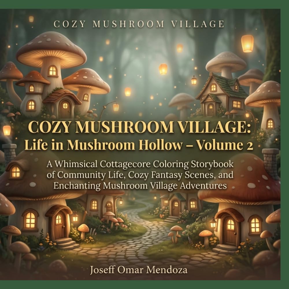 Cozy Mushroom Village: Life in Mushroom Hollow – Volume 2: A Whimsical CottagecoreStorybook of Community Life, Cozy Fantasy Scenes, and Enchanting Mushroom Village Adventures