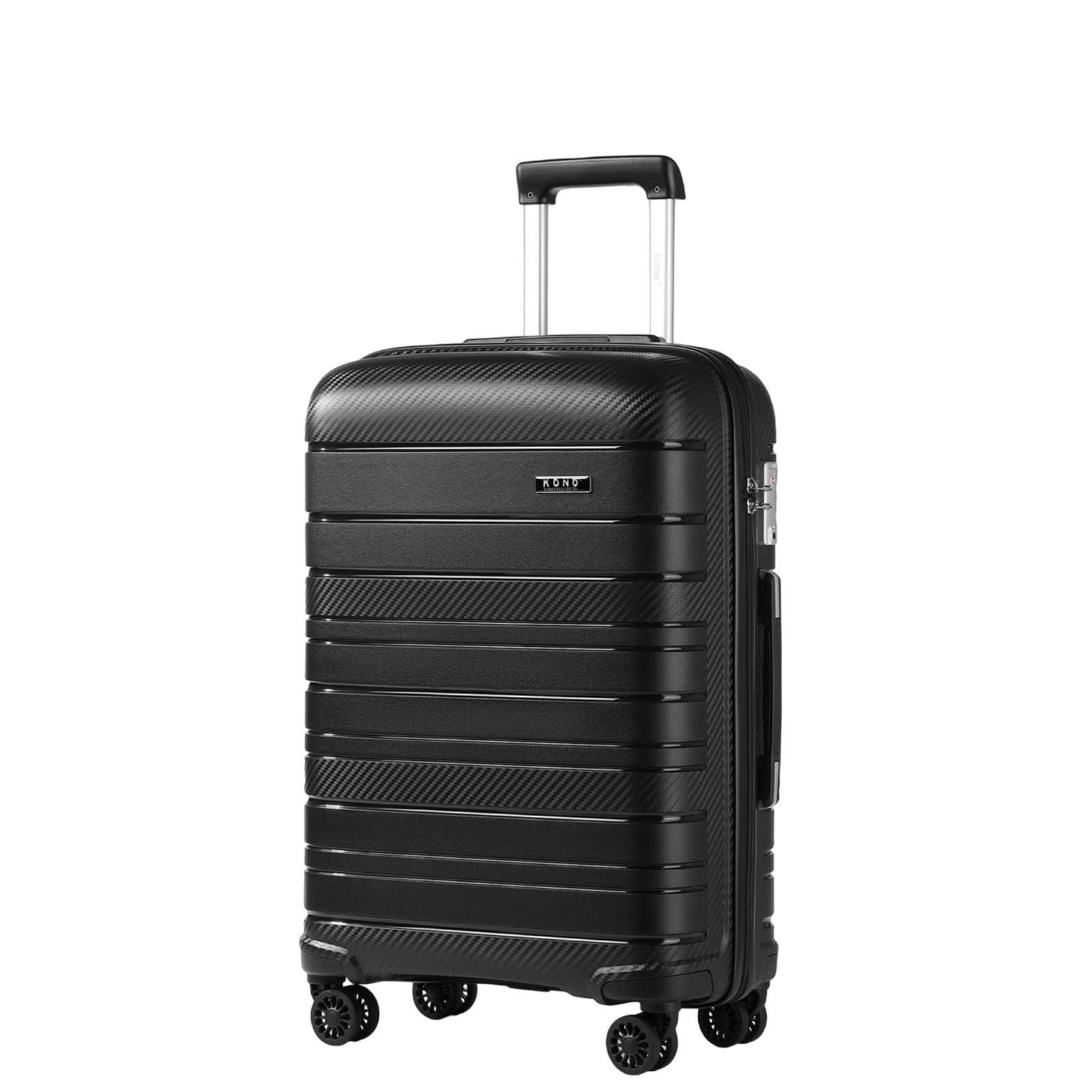 Kono Valise Moyenne Trolley Rigide en PP avec Serrure TSA（Noir, M）