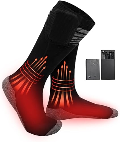 Calcetines eléctricos calentadores de pies, calcetines cálidos de algodón de punto, calcetines largos duraderos para clima frío, calcetines cálidos