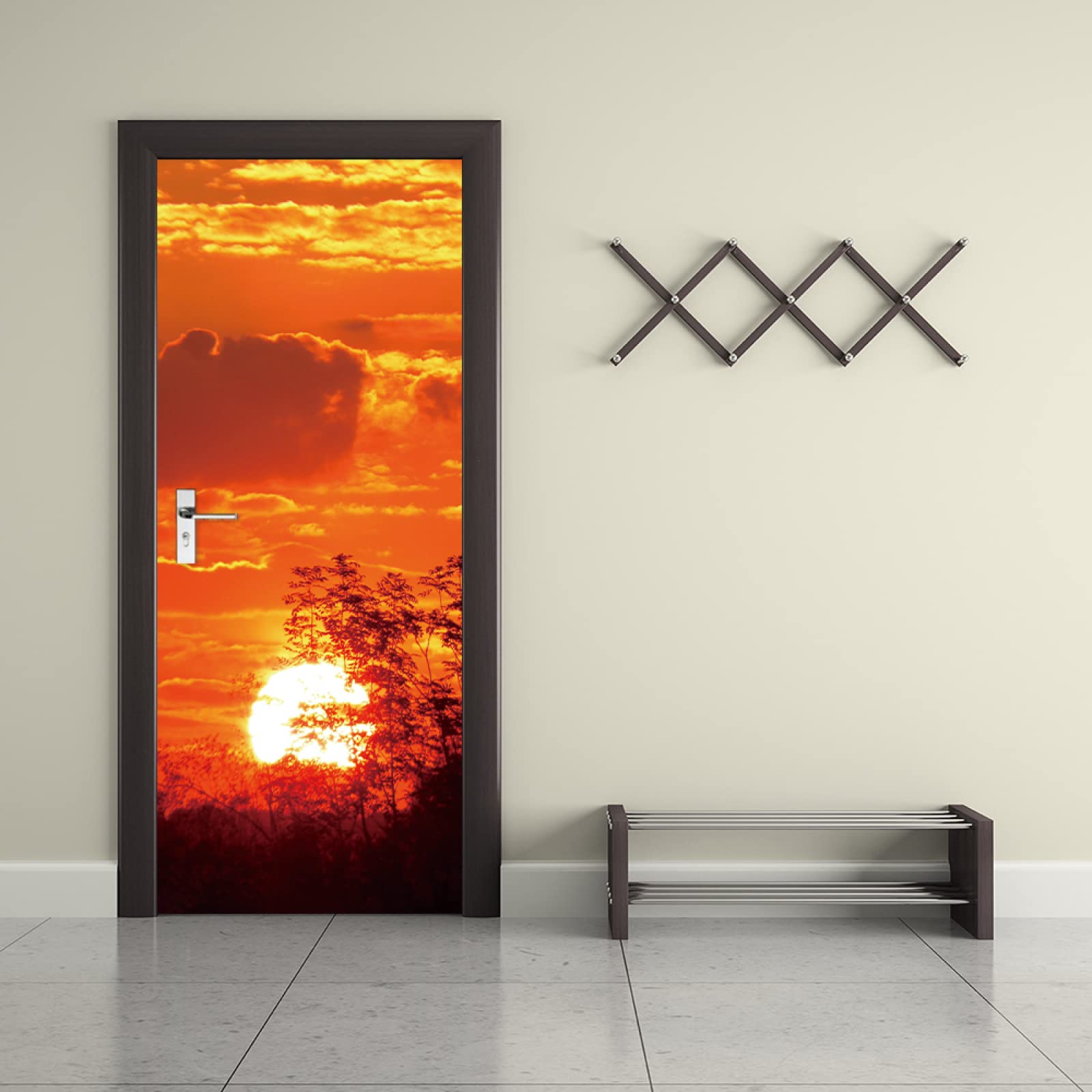 TüRaufkleber TüRtapete Fototapete TüRfolie Selbstklebend 3d Motiv FüR TüRen TüR Bekleben Folie Braune Sonne 77 X 200cm(30,31 X 78,7 Zoll)