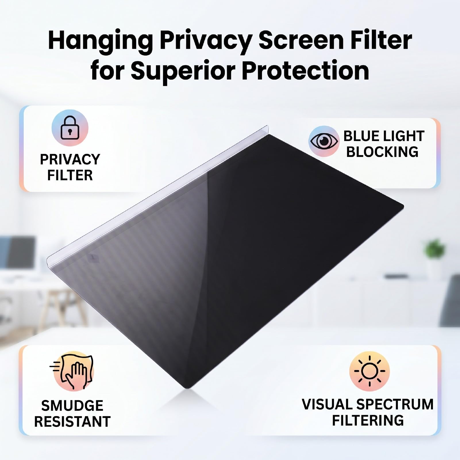 Pantalla de Privacidad para Computadora 16:10 de 24 Pulgadas | con tarjeta de prueba de luz azul, luz Azul Anti, antideslumbrante, protección para los ojos