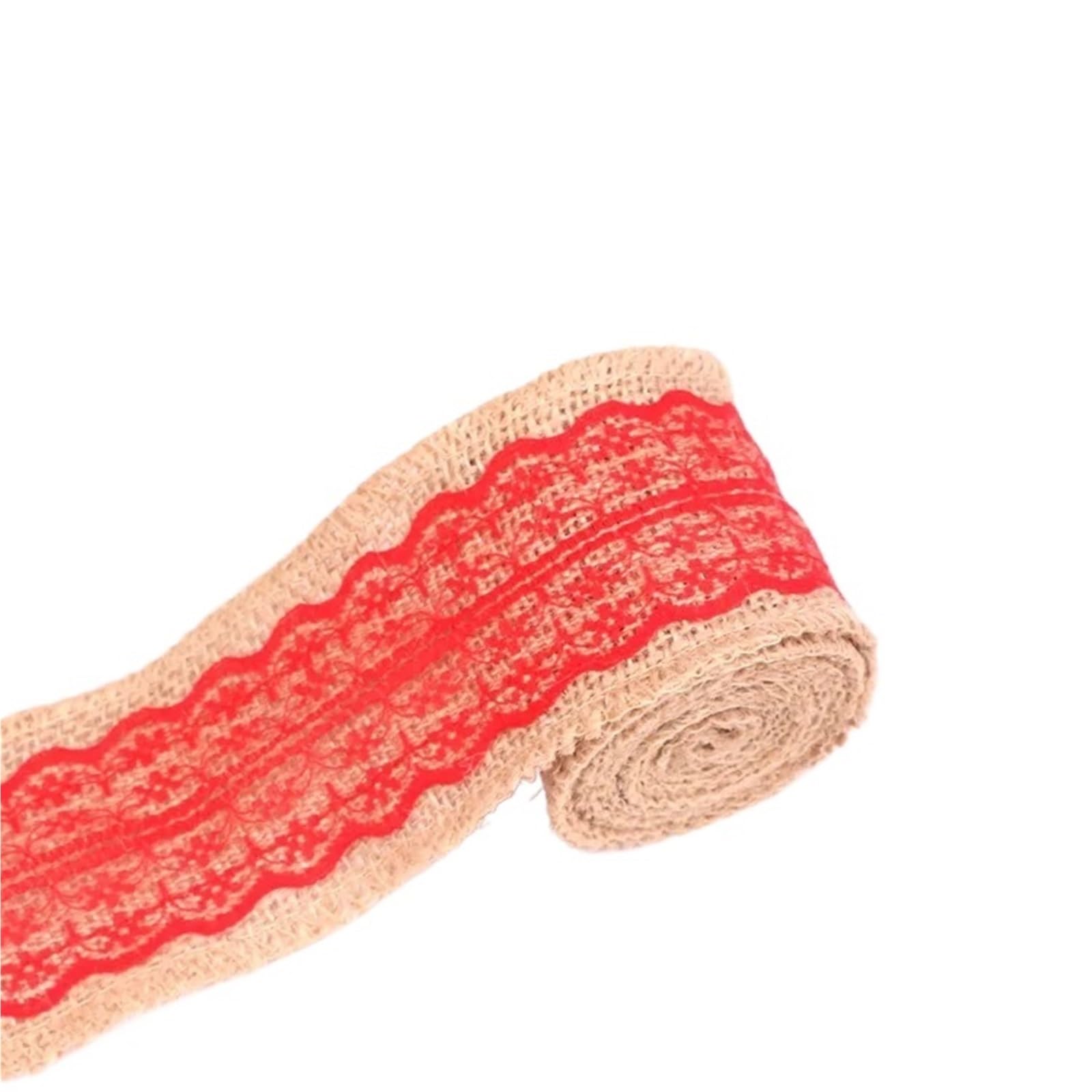 Burlap Fabric Roll 2Meters/Roll (6cm Width) Natural Jute Burlap Ribbon Rustic Vintage Wedding Decoration Lace Hessian Roll Party Supplies(Burgundy)
