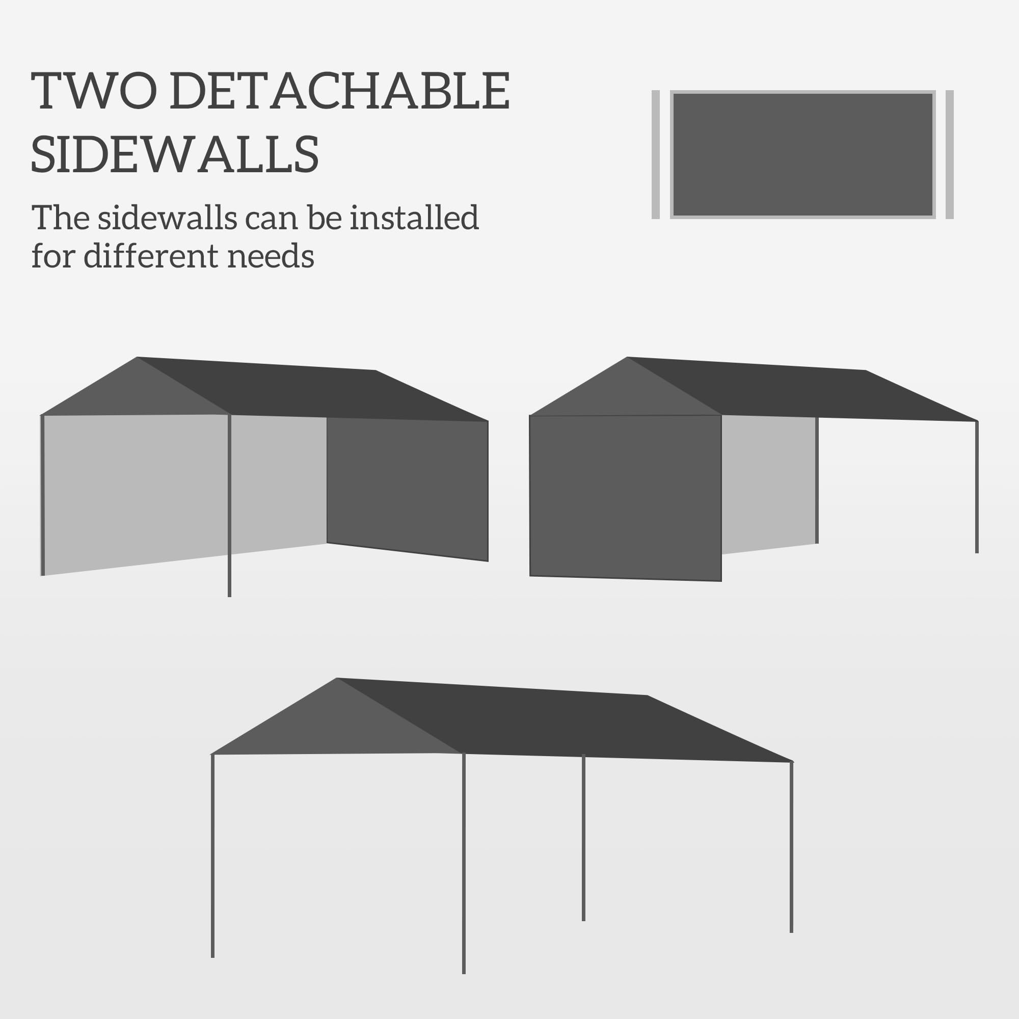 Outsunny Tonnelle de jardin 3 x 4 m avec 2 parois latérales pour terrasse, cour extérieure – Blanc