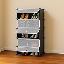 NYALKARAN 5 Shelf Shoe Rack Plastic | Plastic Shoe Rack for Home Storage with Door | Chappal, Slipper, Sandals Stand Organizer for Entryway, Living Room, Bedroom (5 Shelf 5 Door)