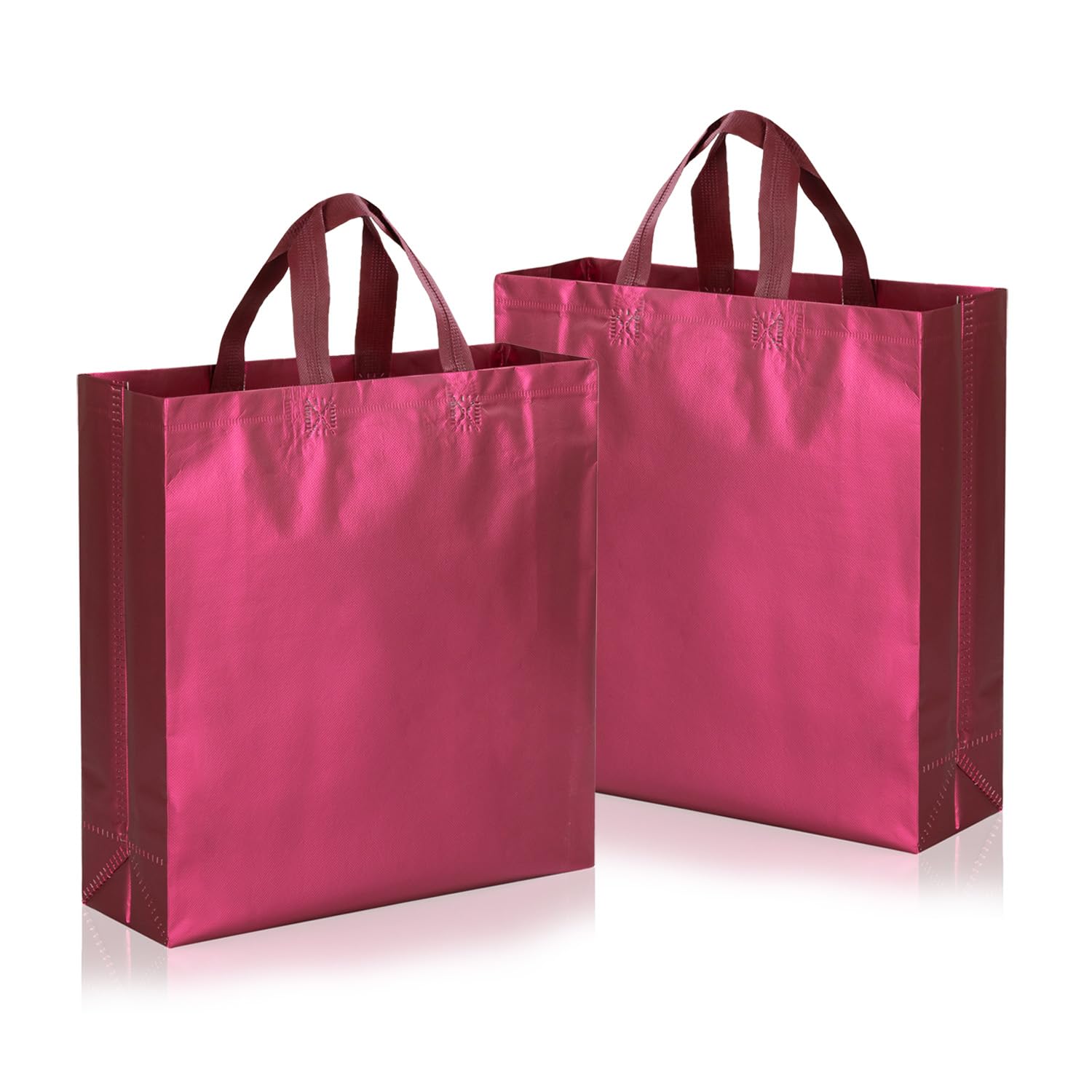 Drapme Medium Size Pack of 10 Pcs Matt Metallic Laminated Non-Woven Reusable Eco-Friendly Party Return Gift Bags (Wine) (Medium 12x13x4 Inch)