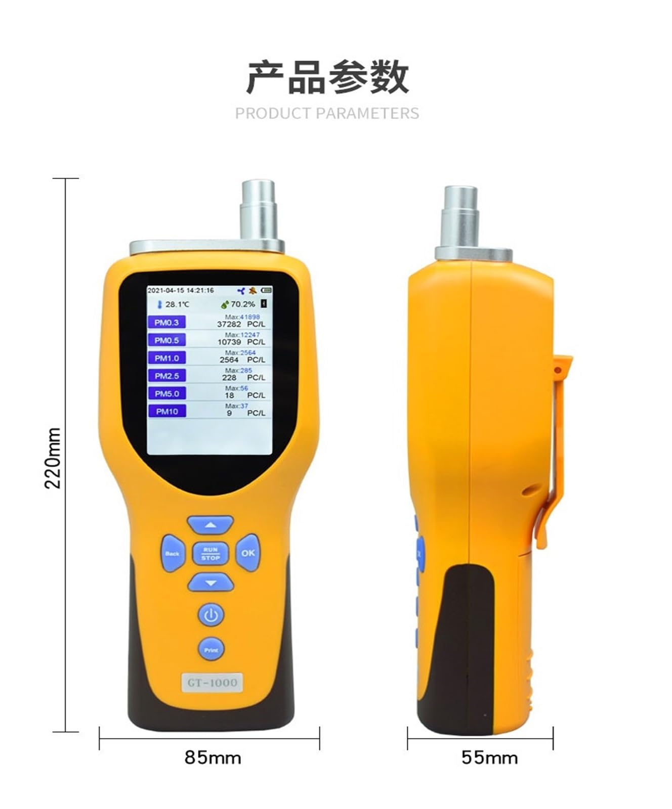Contatore di particelle polvere a mano Rilevatore qualità dell'aria Pm2.5 Pm10 Per cucina e camper
