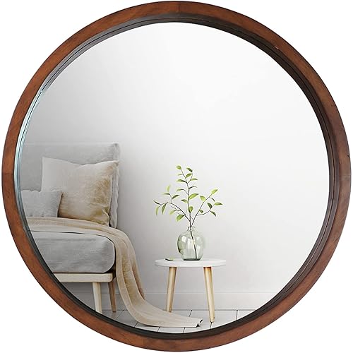 Mirrorize Round Mirror 30" for Living Room Wall Decor, Decorative Circle Mirror, Bathroom Vanity Mirror, Farmhouse Large Circular Mirror for Entryway