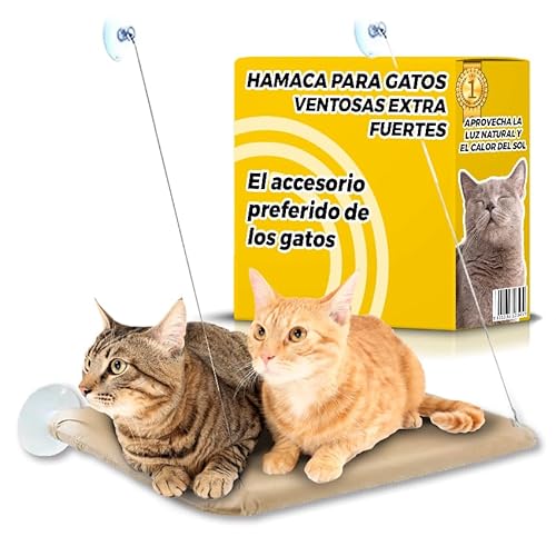 Hamaca Gato Ventana - Cama Gato Ventana con Ventosas ExtraFuertes - Soporta hasta 18 kg - Cama Colgante para Gatos de Todos los Tamaños - Hamaca Gatos Fácil Montaje