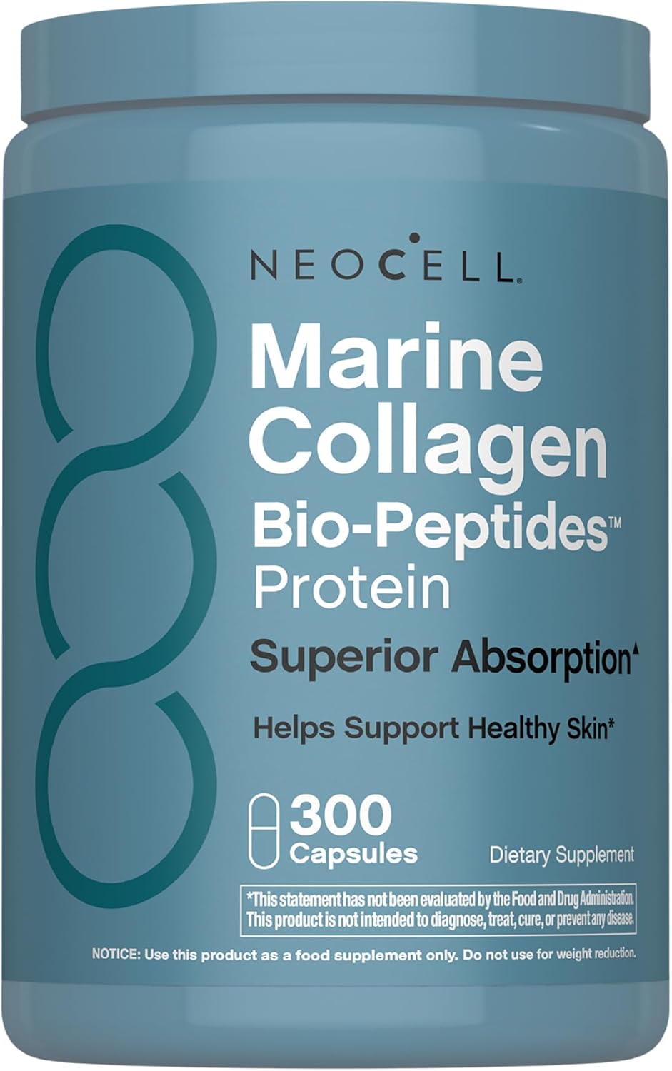 NeoCell Marine Collagen Peptides Capsules | 300 Pills | with Hyaluronic Acid | Plus Vitamin C | Superior Absorption Bio-Peptides for Women and Men | Premium Formula Supplement